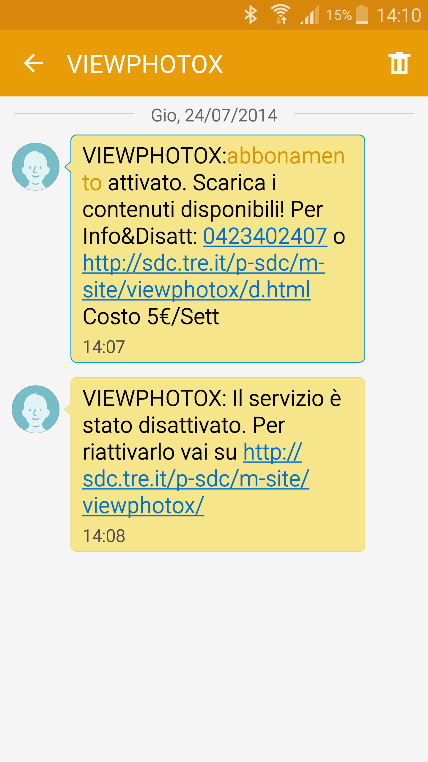 VIEWPHOTOX, h3g three Italy unrequested subscription, 24/07/2014